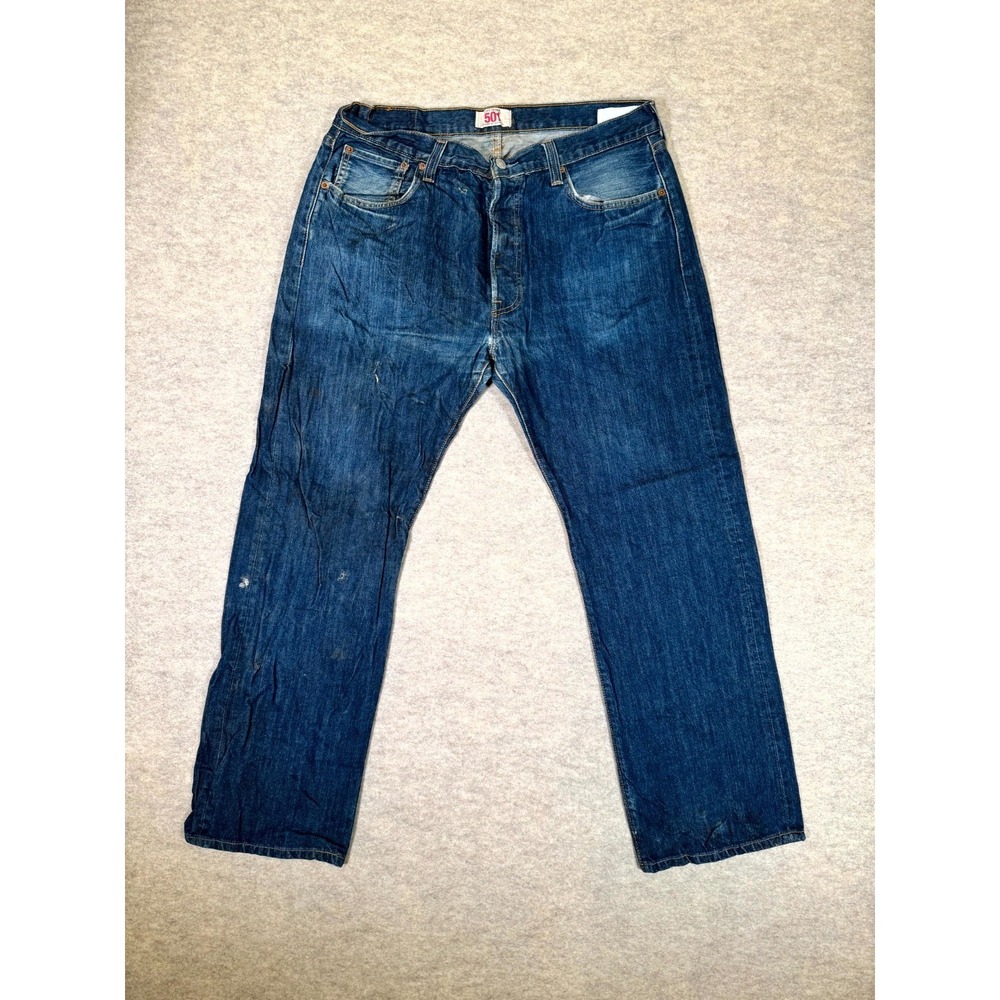 Levis 501 Original Jeans Mens 36x30 Blue Denim Cotton Straight Leg Button Fly